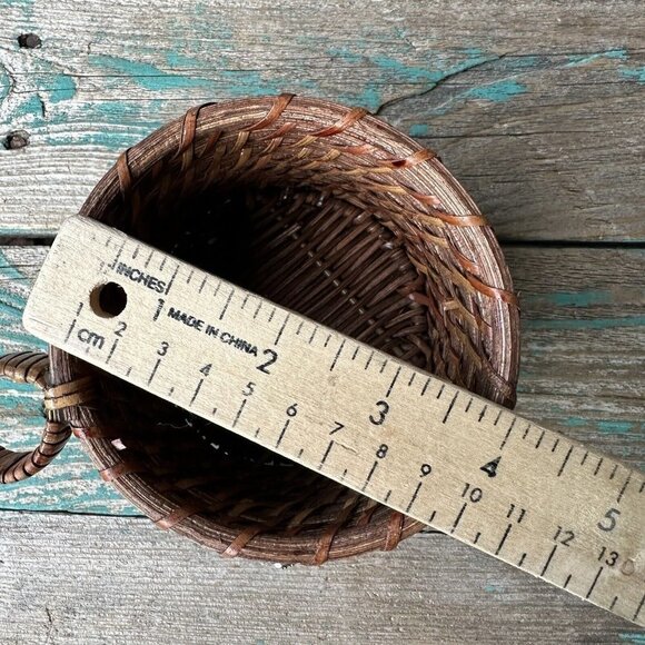 Woven Basket 3.25" Bottle Cradle Cork Holder 5 Cocktail Forks Seashells Beachy - Picture 10 of 12